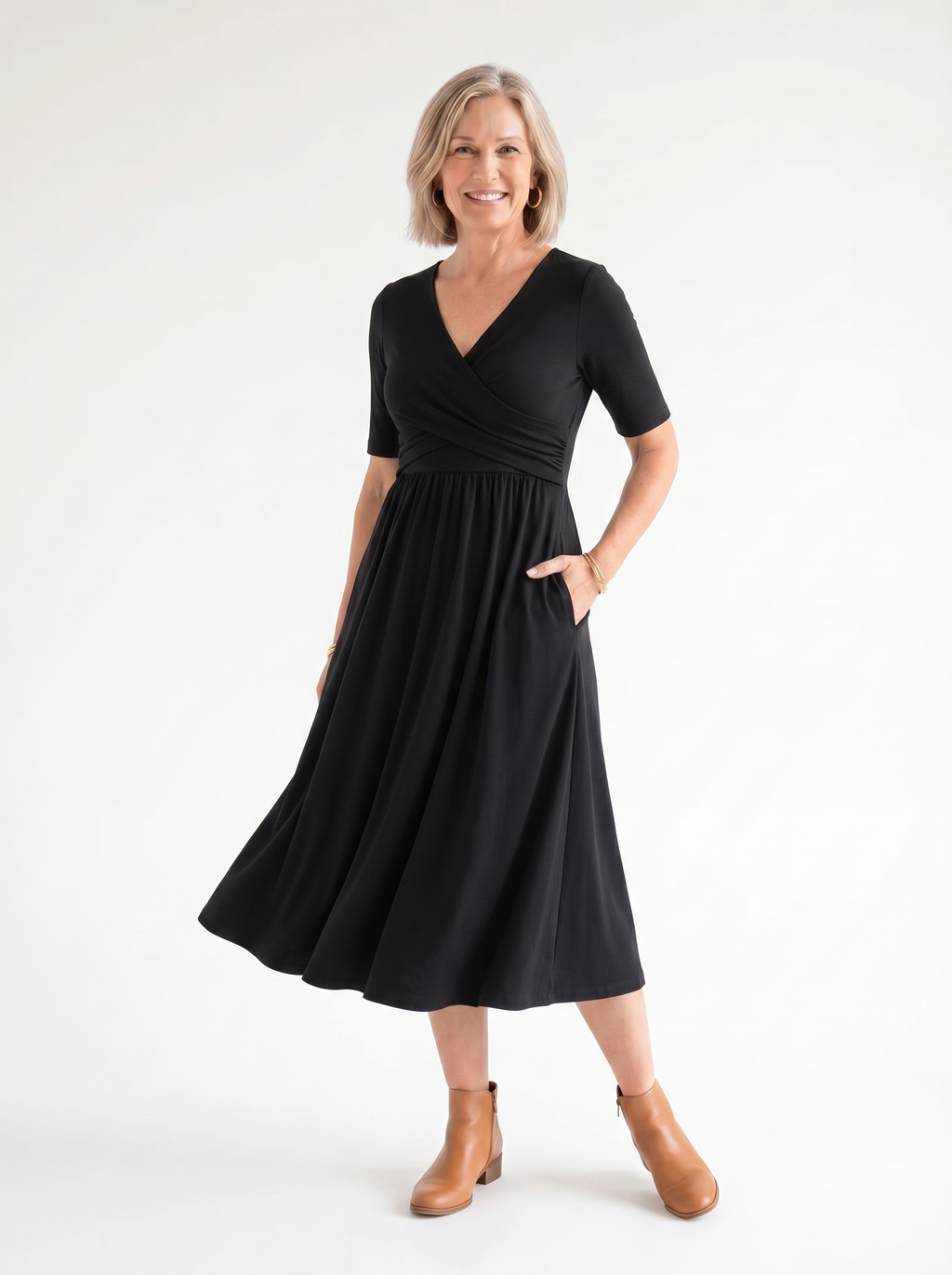 Ida | Elegant Midi Dress met Zakken
