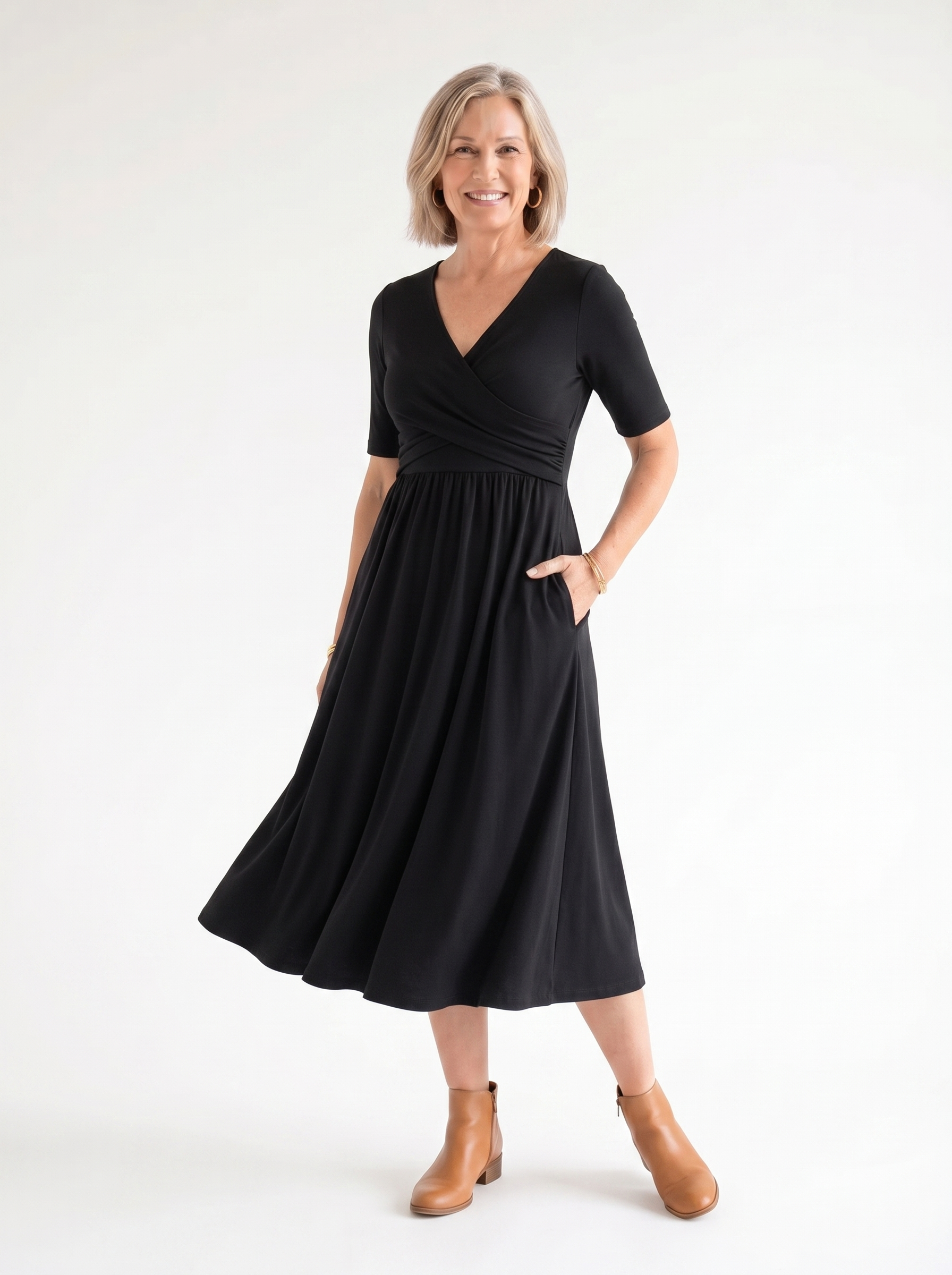 Ida | Elegant Midi Dress met Zakken