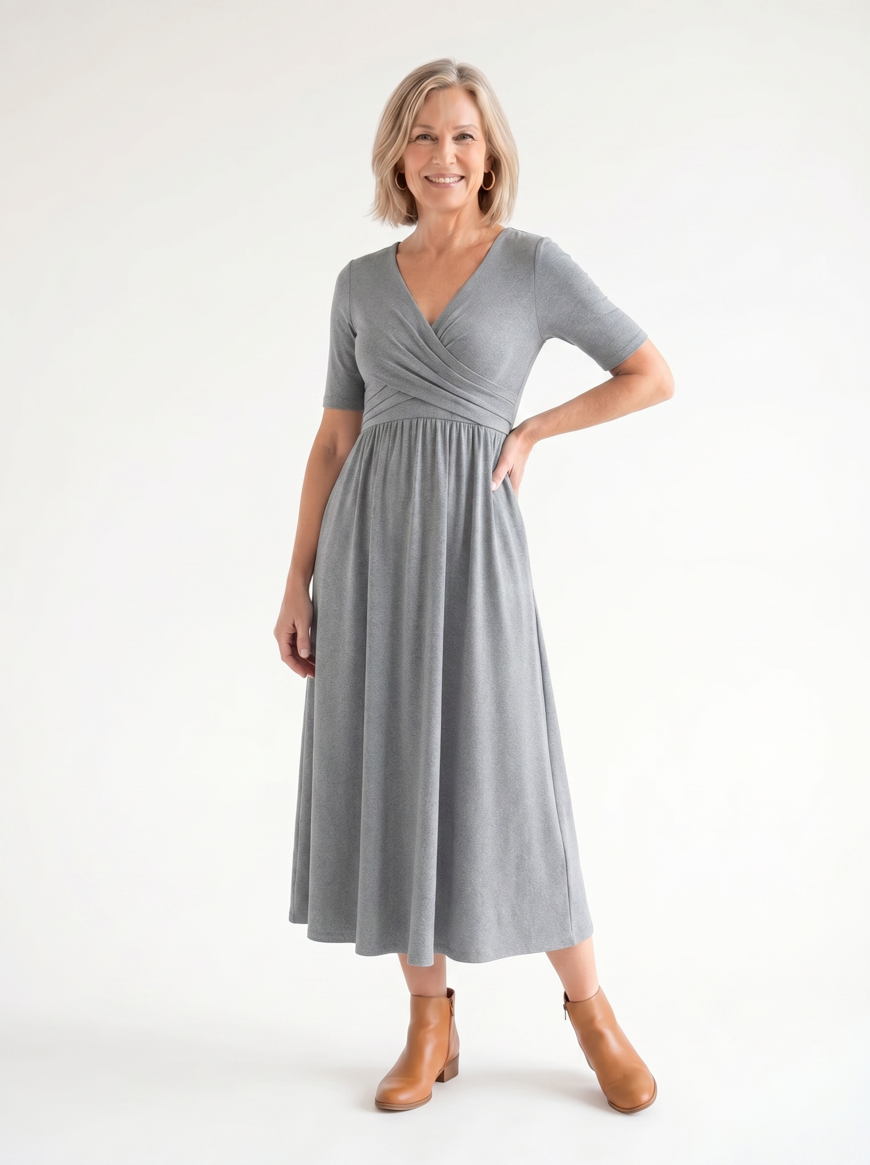 Ida | Elegant Midi Dress met Zakken